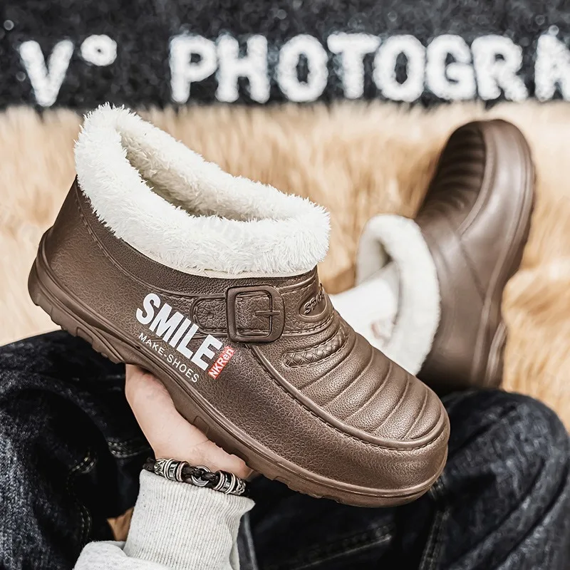 

2025 Winter Men's Retro Warm Thick Velvet Mid Top Casual Shoes Versatile Plush Comfortable Wear-resistant Chunky Cotton Sneakers