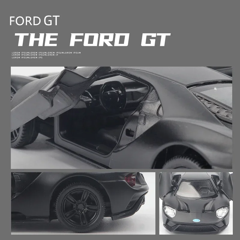 Coche deportivo FORD GT de aleación, vehículo de juguete fundido a presión, simulación de Metal, Colección Pull Back, 1:36