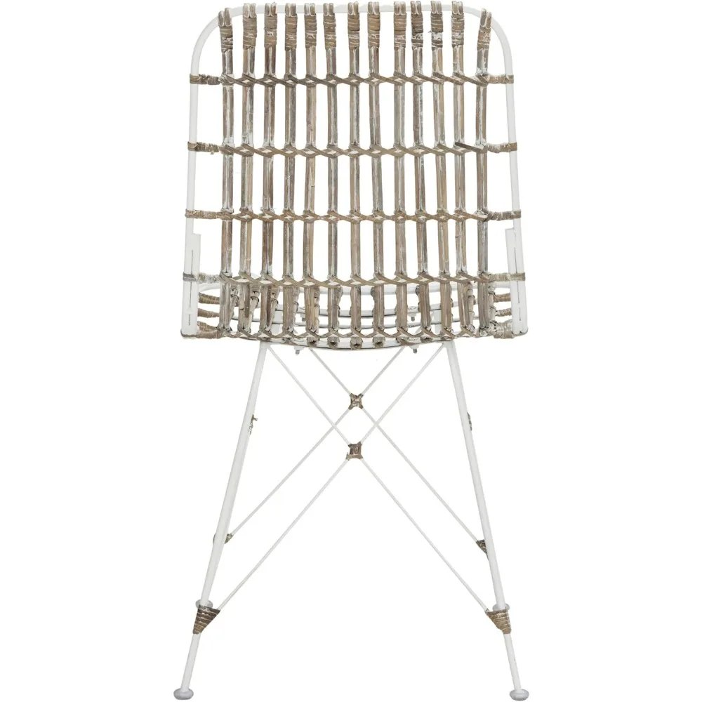 مجموعة كراسي تناول الطعام من Safavieh Minerva باللون الأبيض من الخيزران
