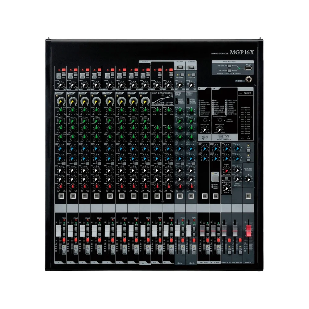 MGP16X 16-channel Mixer with USB and FX 16 channel analog mixer with DSP functions D-PRE preamps X-pressive EQ