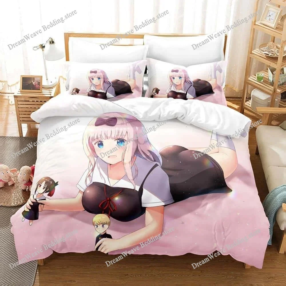 

Home Textile Cartoons Kaguya-sama Love Is War Cover Duvet Cover Pillow Case Boy Girl Polyester Bedding Set King Queen Twin Size