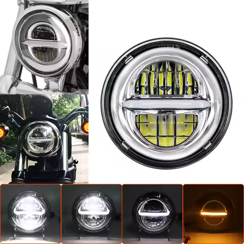 Motorcycle Headlights led 5.75 Inch Black Halo Angel Eyes For For Harley Sportster 1200 883 Street 500 750 5-3/4" Projector