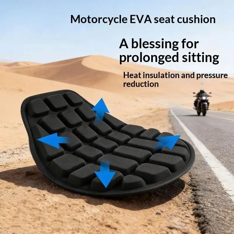 1/2Pcs Soft Motorcycle 3D Seat Cushion Breathable EVA Foam Black Shockproof Pad for Long Rides