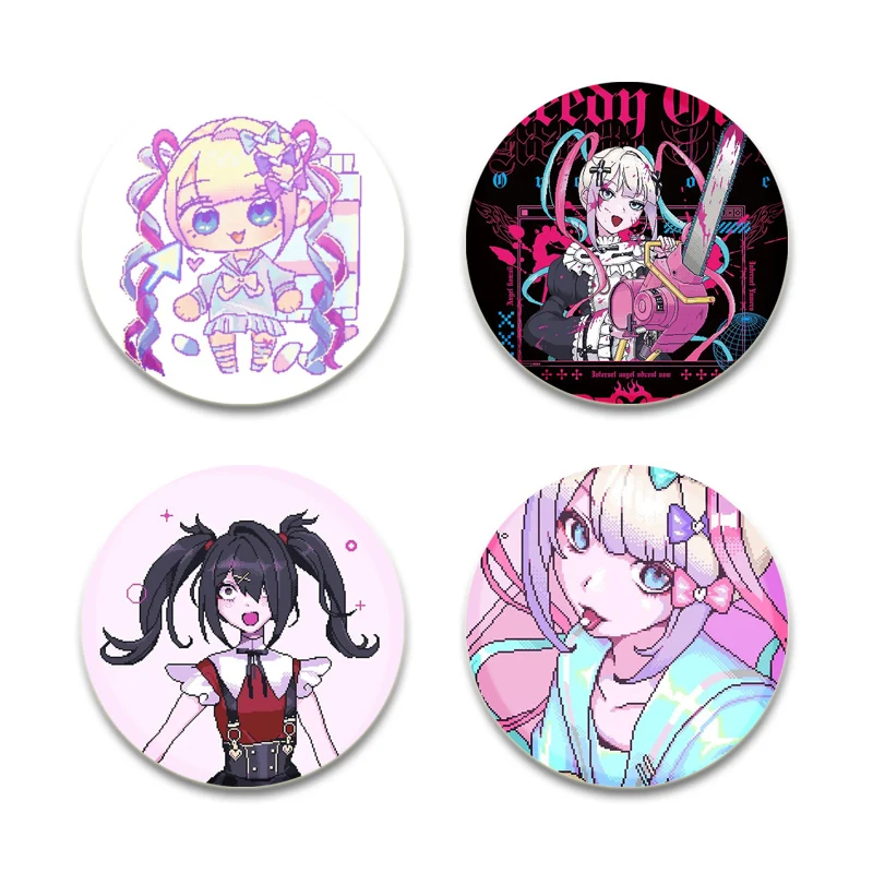 Menhera Chan Cute Cartoon Brooches HD Print Round Pin for Backpack Cothes Accessories Nanase Kurumi  Anime Badge Decoration Gift