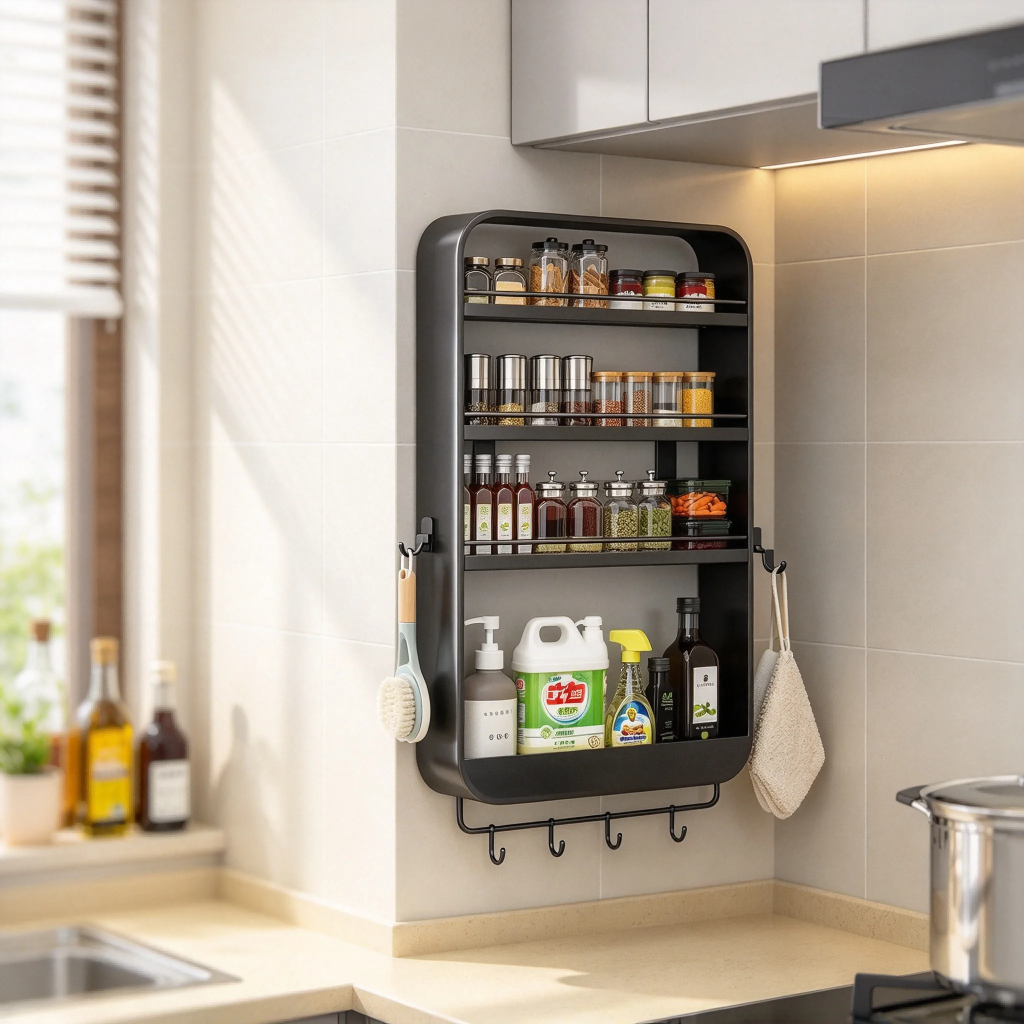 aoliviya-バスルーム用トイレ小物収納、壁掛け式スパイスラック、キッチン収納ラック、調味料ボトルホルダー