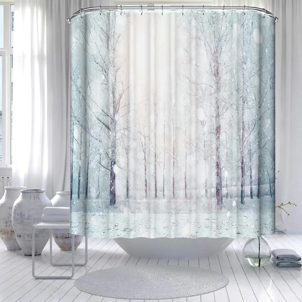 

Тканевая занавеска для душа, полиэстер, водонепроницаемая, быстросохнущая, набор занавесок для душа с утяжеленным подолом для ванной комнаты (снежинка, 72 "* 72")