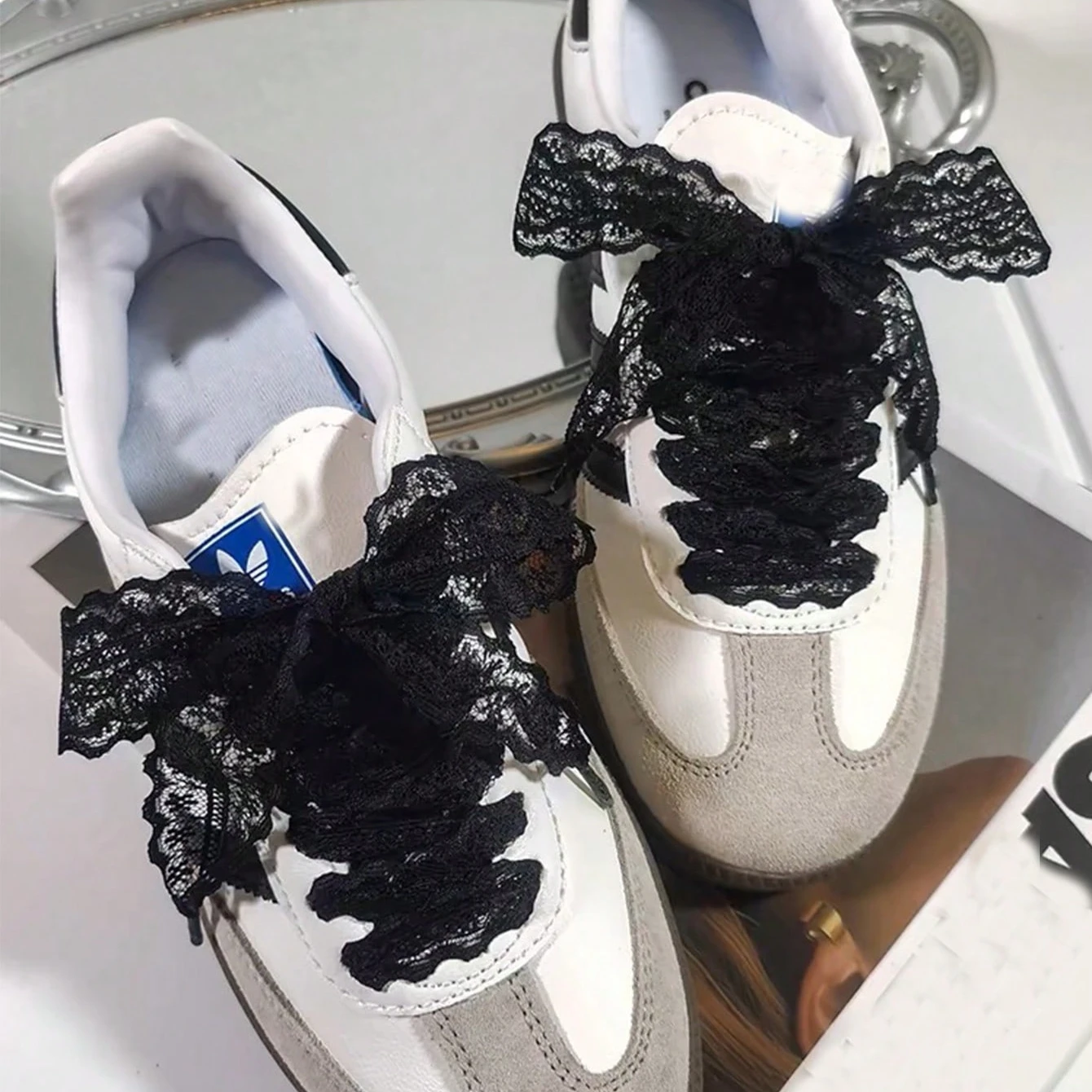 1 Pair Ins Style Korean Lace Bow Shoelaces 120cm Niche Decorative Sneaker Laces for Party Casual Shoes Summer DIY Accessories