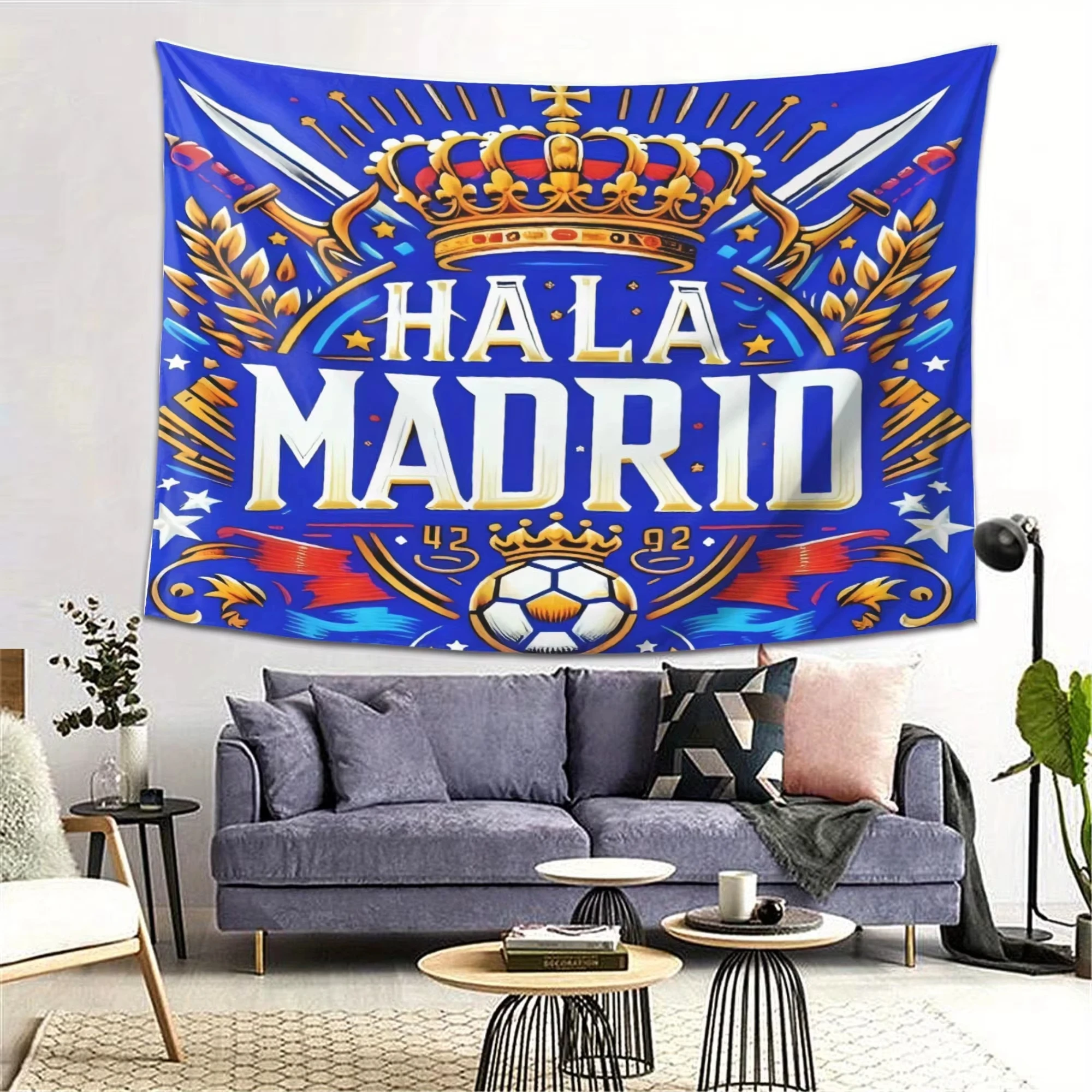 El colgante de pared con temática de fútbol Real Madrid es perfecto para decoración de dormitorio, sala de estar o decoración del hogar para fanáticos de los deportes