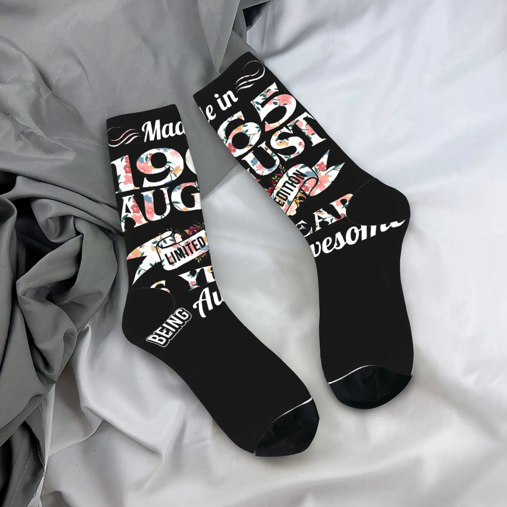 

Made in 1965 August Limited Edition 56 Years Socks Autumn Stockings Funny Men High Quality Socks Climbing Anti Bacterial Socks
