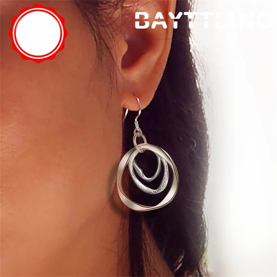 

925 Silver Simple Multi-Hoop Earrings Fashion Women Charm Party Valentine's Day Gift Jewelry