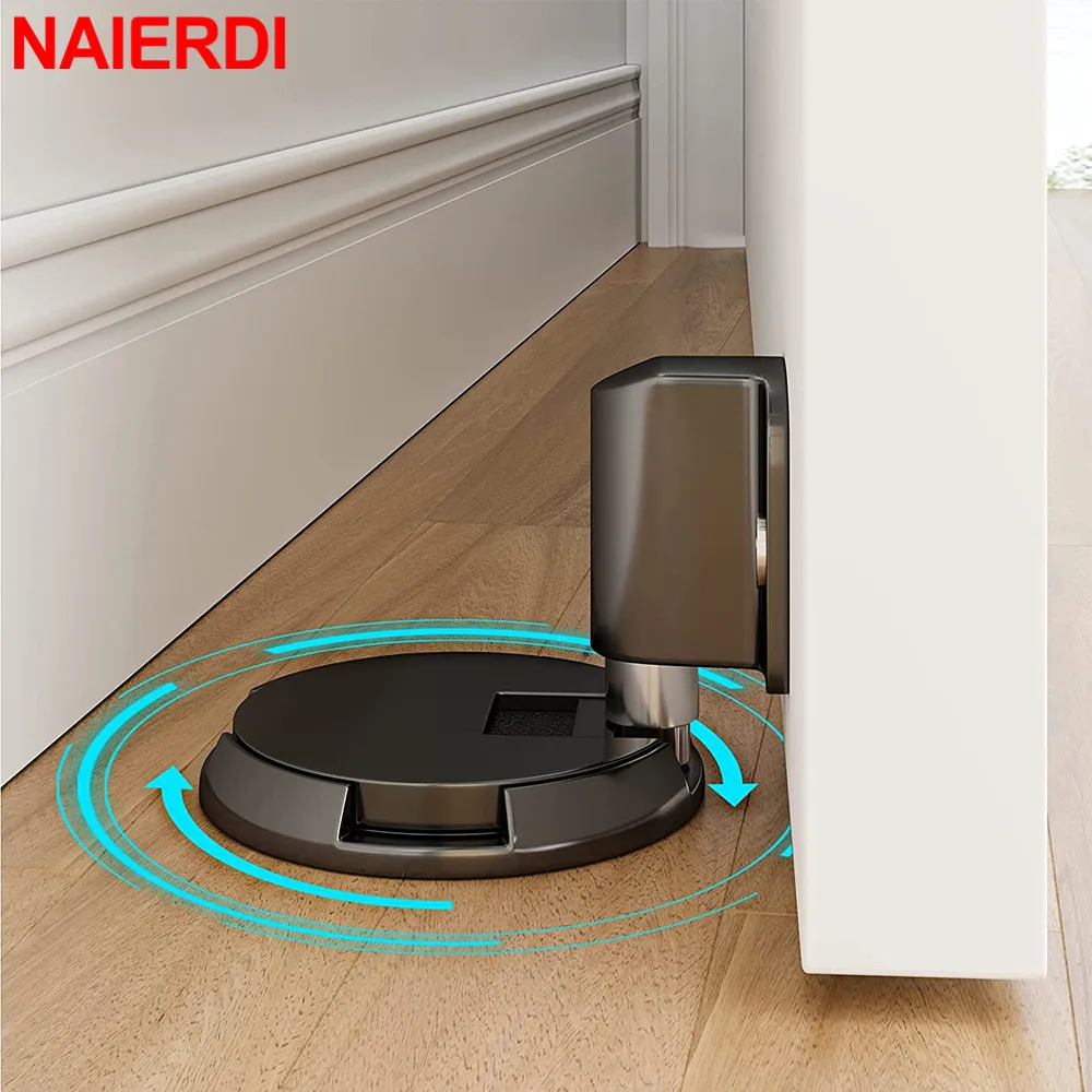 NAIERDI Windproof Door Stop Mechanical Heavy Duty Door Holder Non-punch Sticker Adjustable Door Stopper Furniture Door Hardware