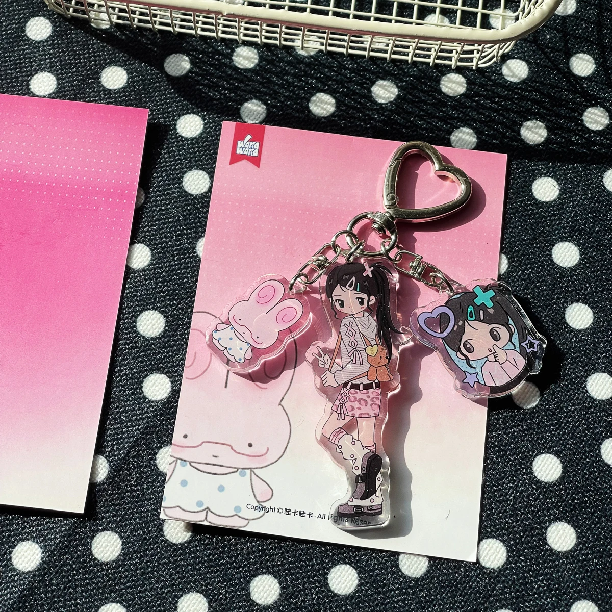 WAKAWAKA Cute Girl Character Acrylic Phone Charm Keychain Keyring Set Designer Aesthetic Mobile Decorative Hanging Ornament