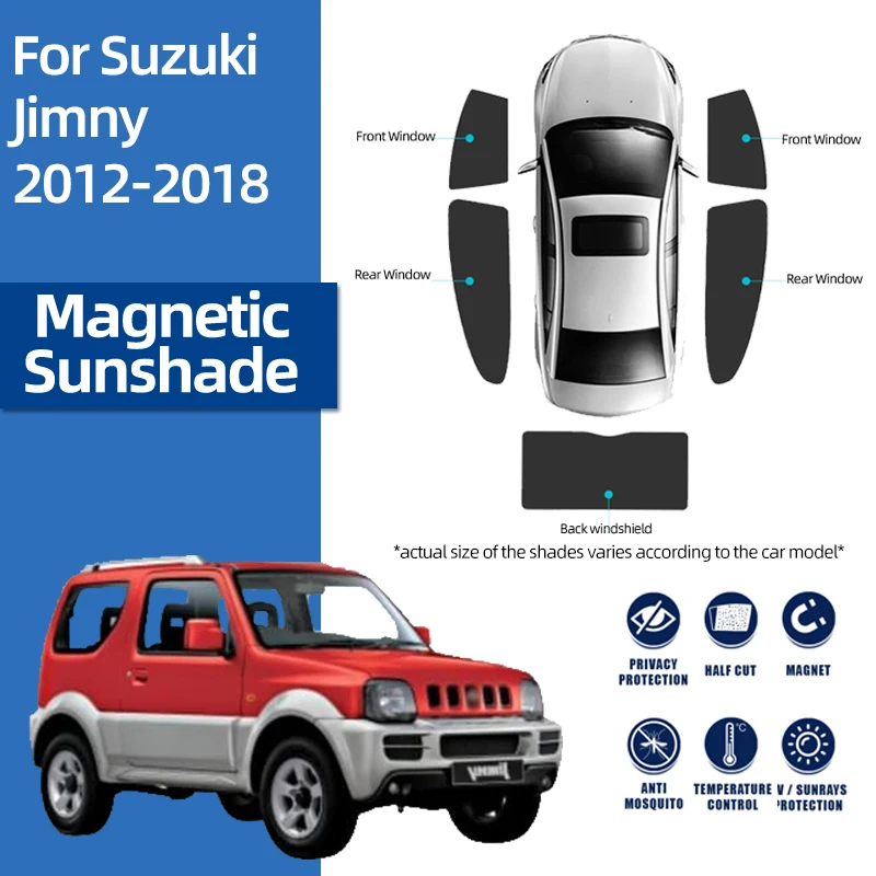 

Автомобильный солнцезащитный козырек для Suzuki Jimny 2007-2018, сетчатая рамка для переднего ветрового стекла, занавеска для заднего бокового детского окна, солнцезащитный козырек