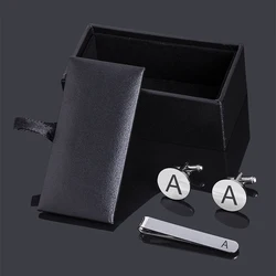 High Quality Stainless Steel Letter Cufflinks Tie Clip Set With Box Men Wedding Party Jewelry Business Gifts