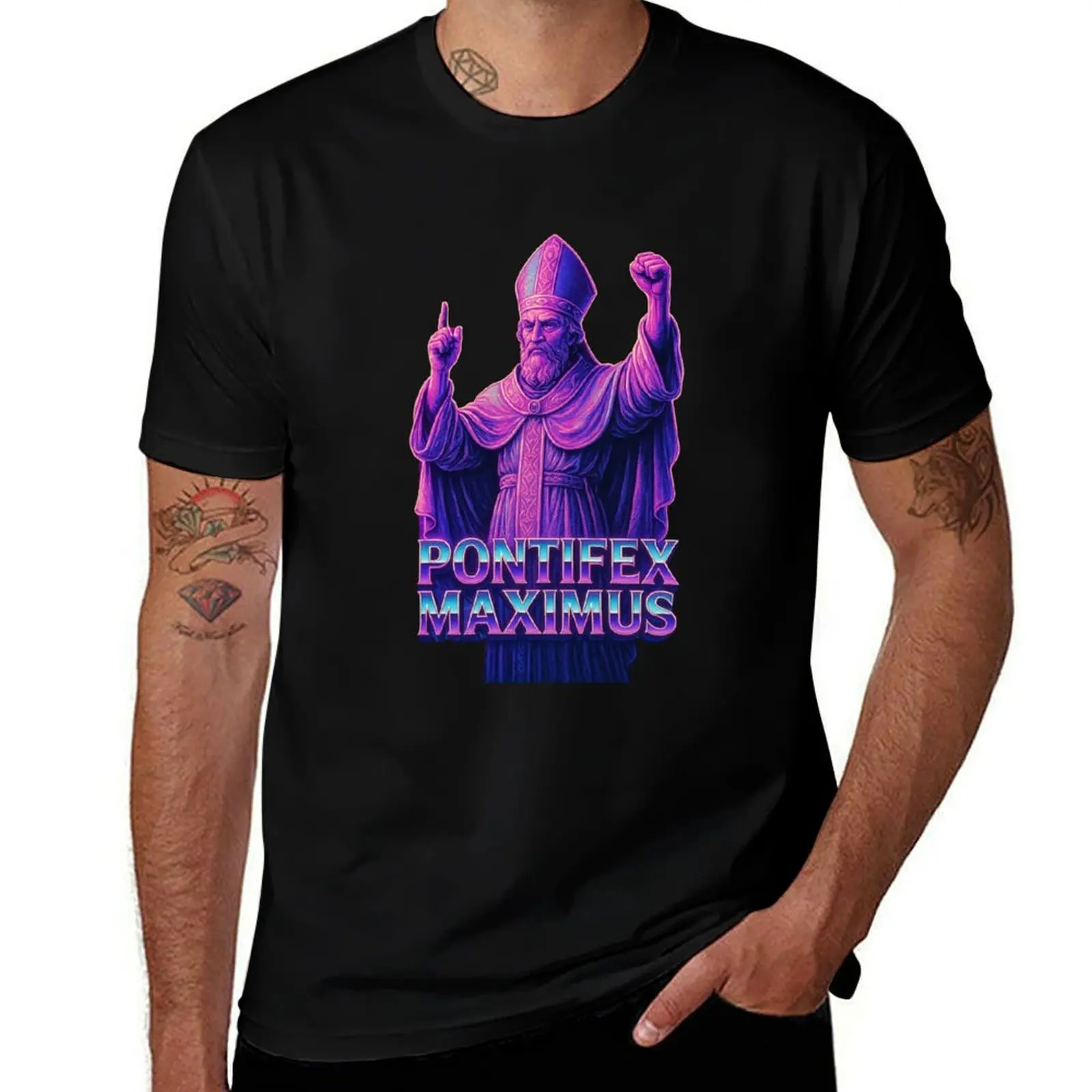 

Holy Flex: Retro 80s Power Pope Leo T-Shirt Aesthetic clothing tops vintage clothes T-shirts for men cotton