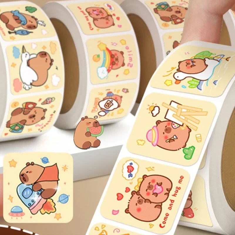 300Pcs Capibara Cute cartoon Capybara  decorative roll stickers children toys