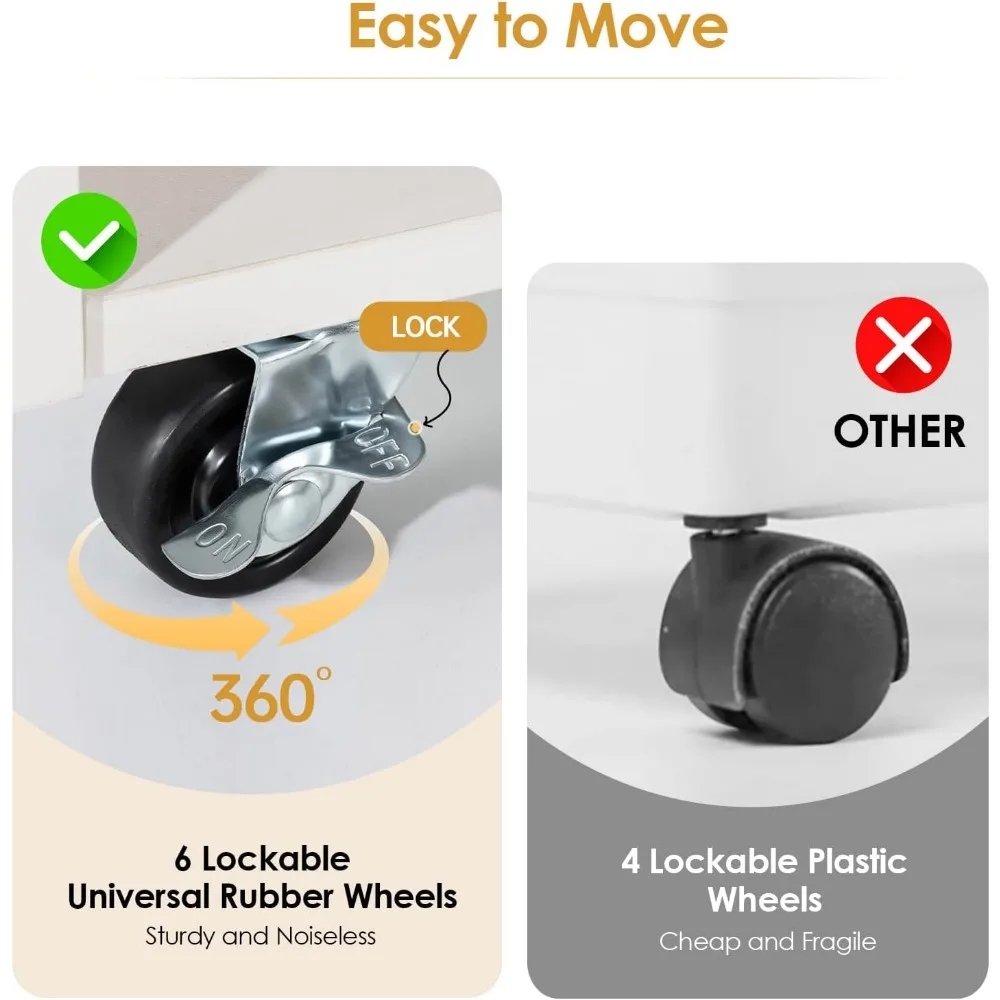 Folding Dining Table with 2 Storage Racks, Space Saving Dining Table with 6 Wheels, Kitchen Table for Small Spaces