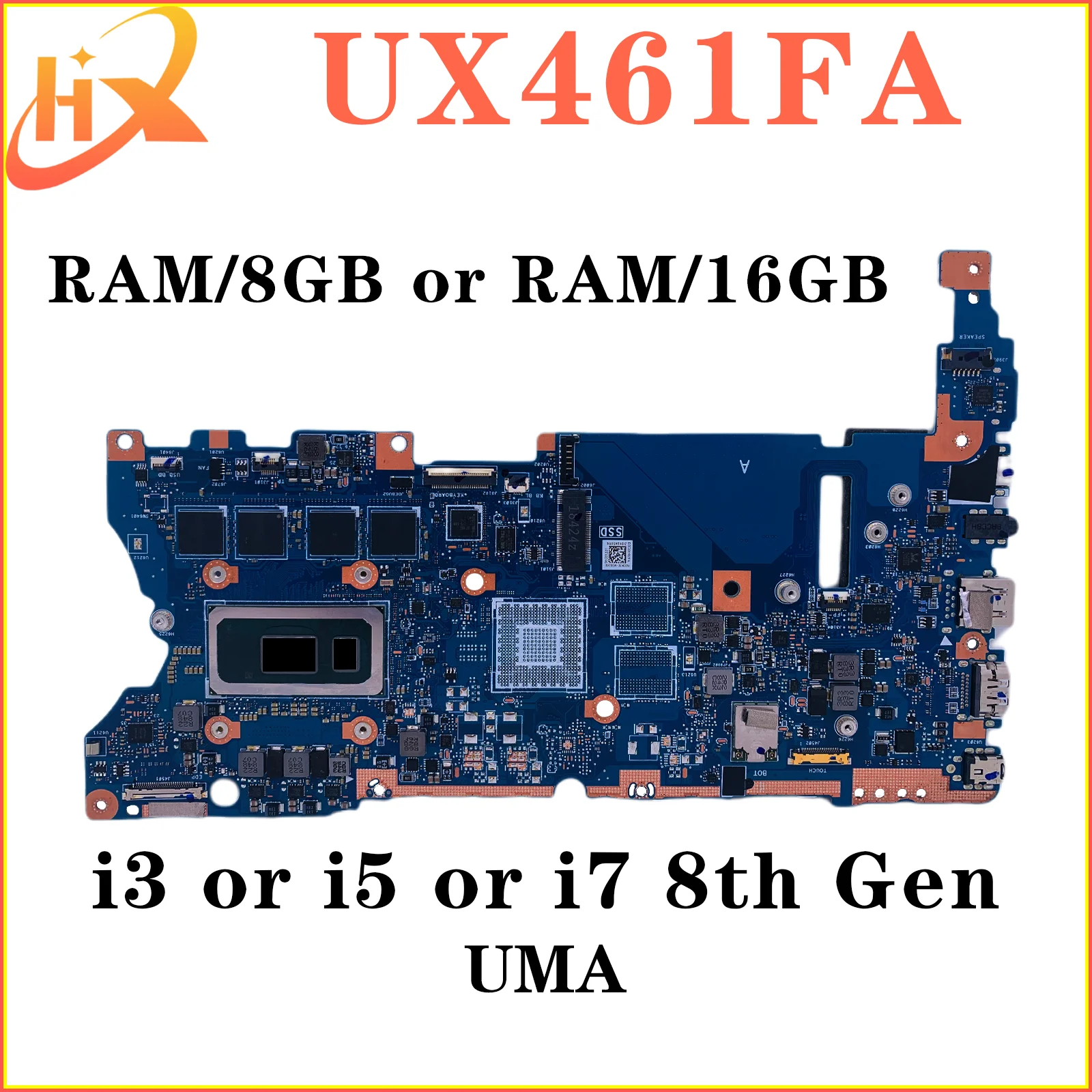 Placa-mãe para laptop para ASUS, UX461FN, UX461UN, UX461FA UX461UA, TP461UN, i3, i5, i7, 8 °, RAM M-8GB, 16GB, UMA, V2G, Mainboard