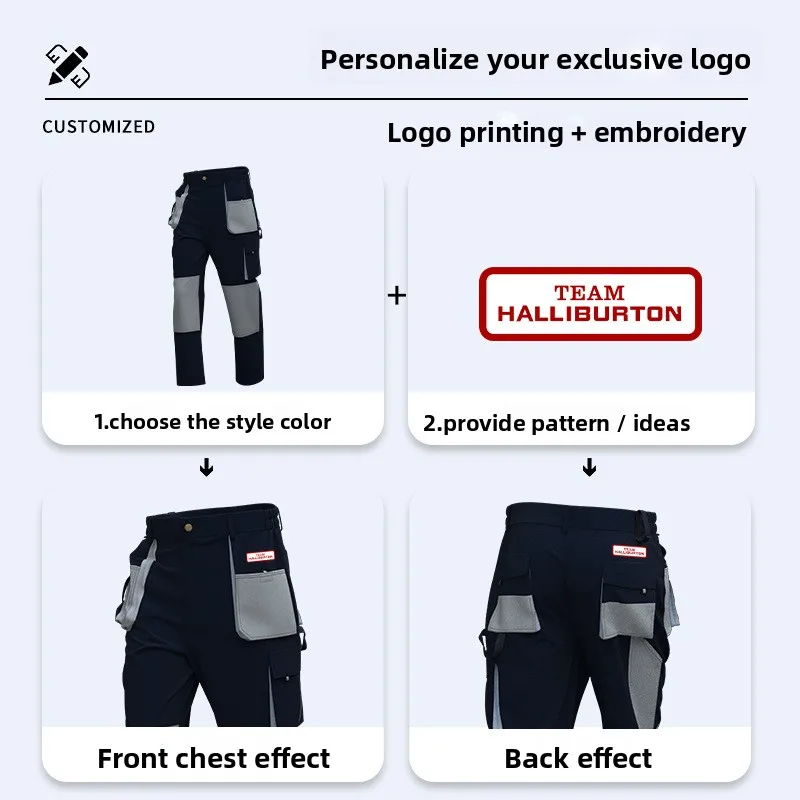 Work Pants Men Construction Engineering Dock Multi Pockets Multi Pockets Wear Resistant Comfortable Workshop Workwear