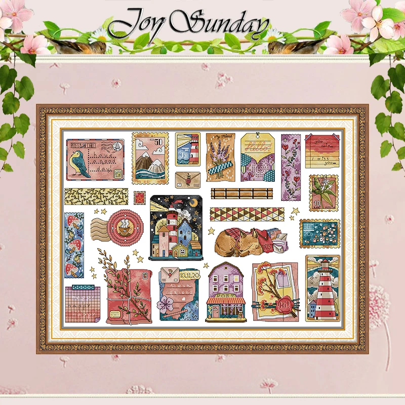 

Stamp Collection Patterns Counted Cross Stitch Set 11CT 14CT 16CT Stamped DMC Cross-stitch Kit Embroidery Needlework Home Decor