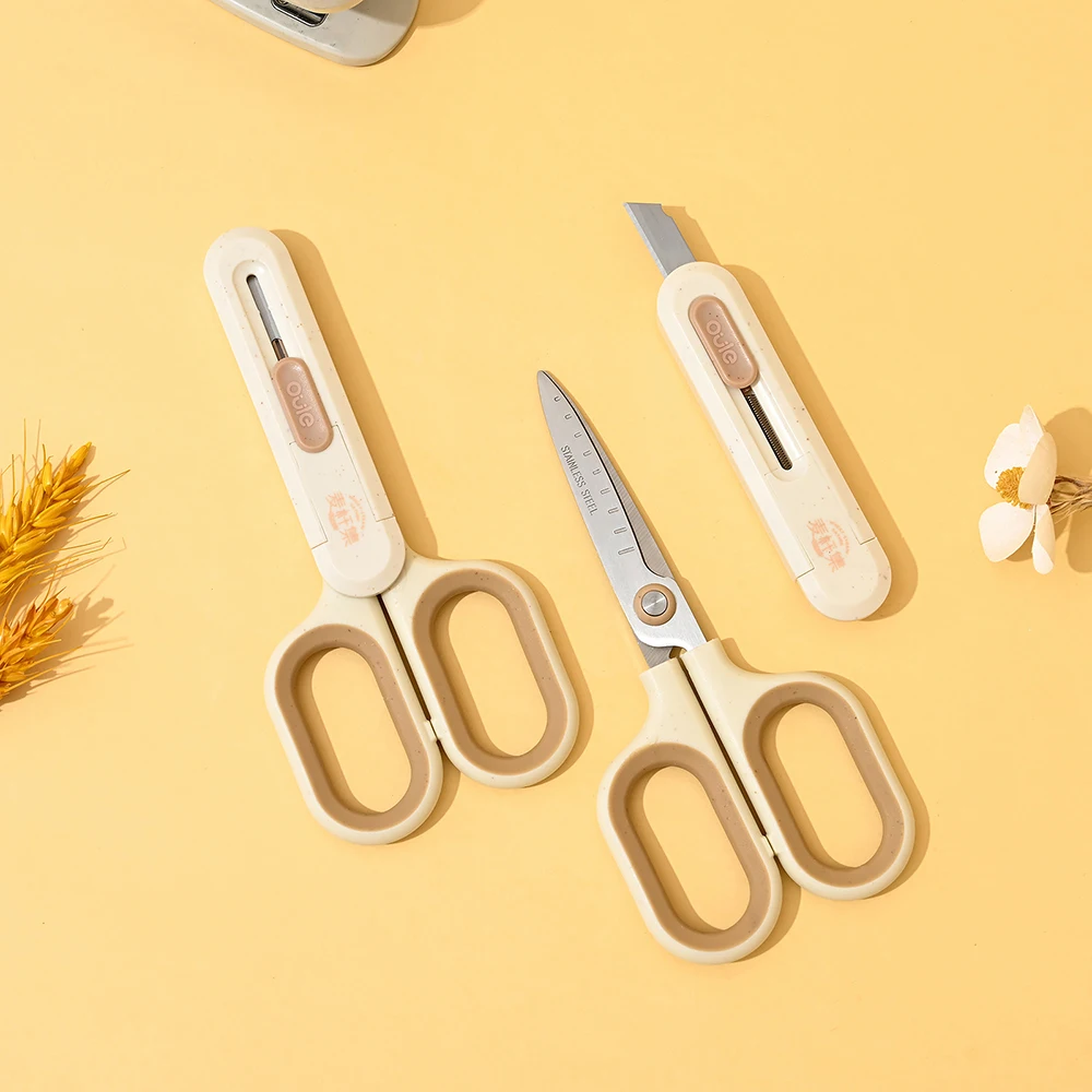 2 In 1 Multifunctional Scissors and Knife for School Students Craft Tools