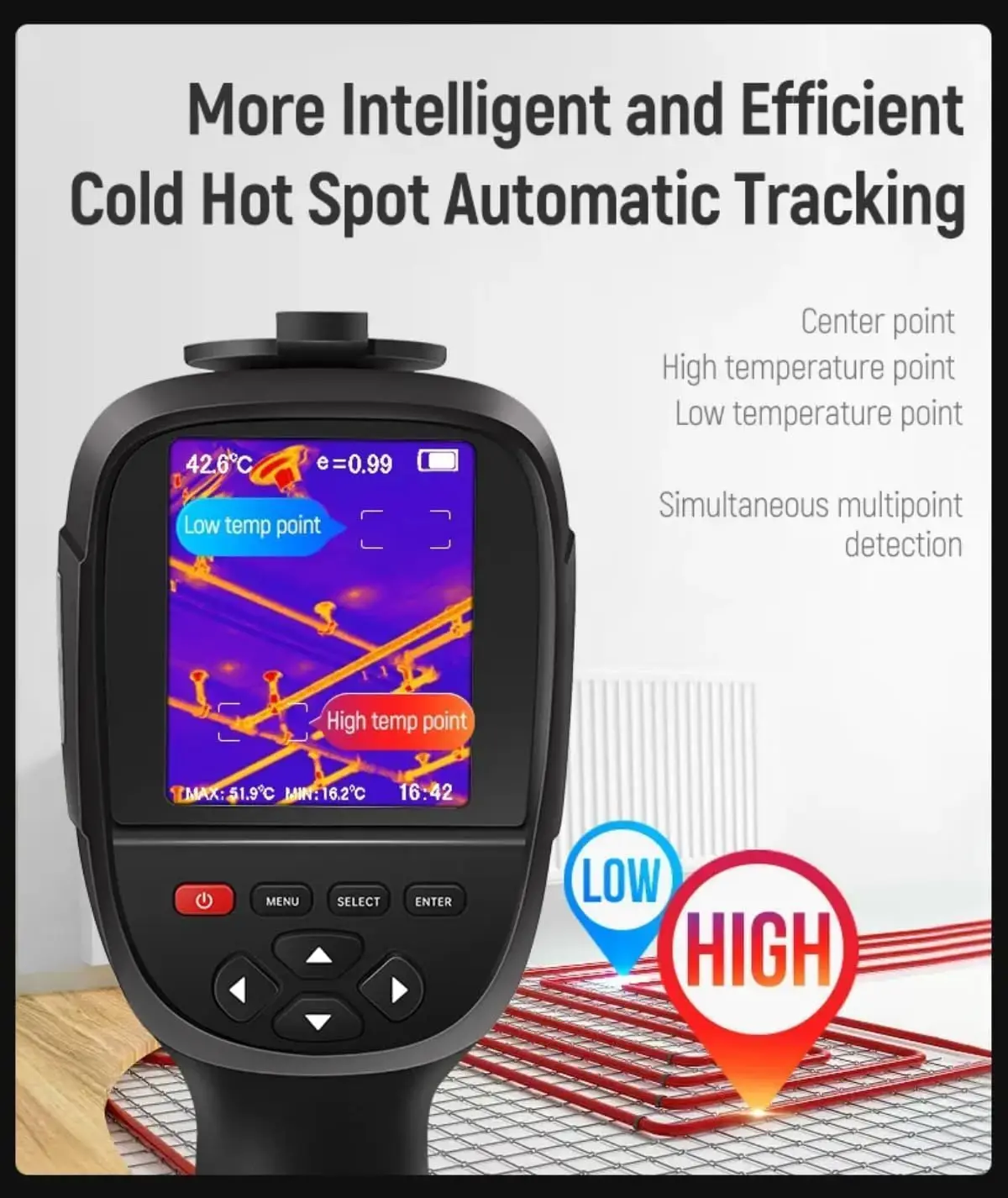 256x192 Thermal Imaging Camera with Dual-Light Fusion, -4~1022°F, Handheld Infrared Thermal Imager