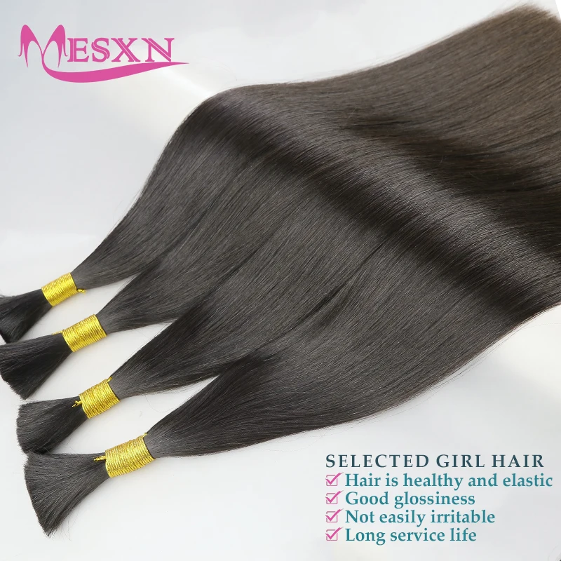 MESXN Virgin  Bulk Hair Extensions Natural 100% Real Human Hair 16-24inch Straight Black Brown Blonde 613 Color for Women