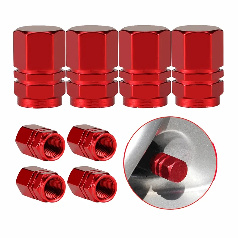 Car Tire Valve Stem Caps 4 Pcs Bolt-in Aluminum Theftproof Valve Caps Automobile Car Wheel Tires Valves Tyre Stem Air Hub Caps