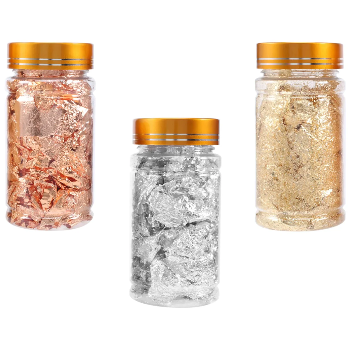 Serpihan Foil emas untuk cetakan nampan Resin, 3 botol serpihan Foil metalik untuk seni lukisan dan kerajinan, seni kuku