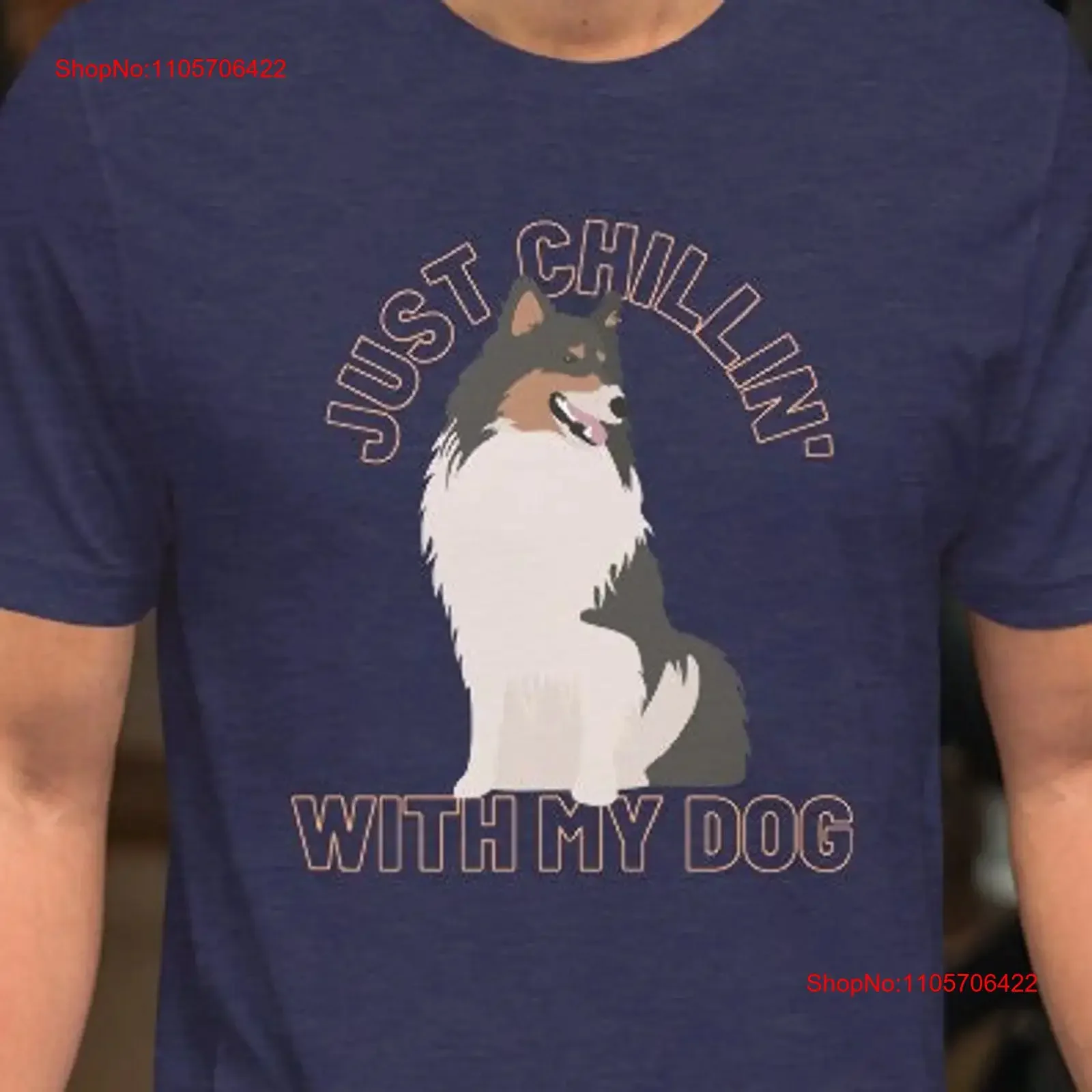 English Shepherd Dog T Shirt UNISEX Cute Collie Puppy Just Chillin' With My Lover Owner Casual Pet vintage Washed Breathable