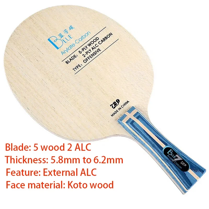 Original 729 Friendship Blue ALC Table Tennis Blade 5 Wood 2 Arylate Carbon Professional Ping Pong Blade Yellow  ALC Offensive