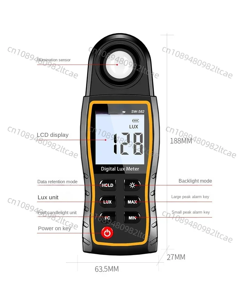 Handheld Illumination Photometer SW-582 Portable Light Meter High Precision Digital Light Luminance Meter Brightness Meter