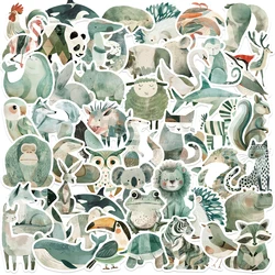 50pcs Cute Green Mixed Animals Stickers Notebook Stationary Scrapbook Laptop Phone Guitar Kawaii Animal Decal for Kids DIY Toy