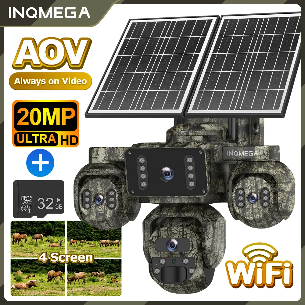 Solar Outdoors Camera 4G/WIFI 20MP 4-screen all-day recording PIR Human Detect Waterproof Night Vision CCTV Security Protection image 3