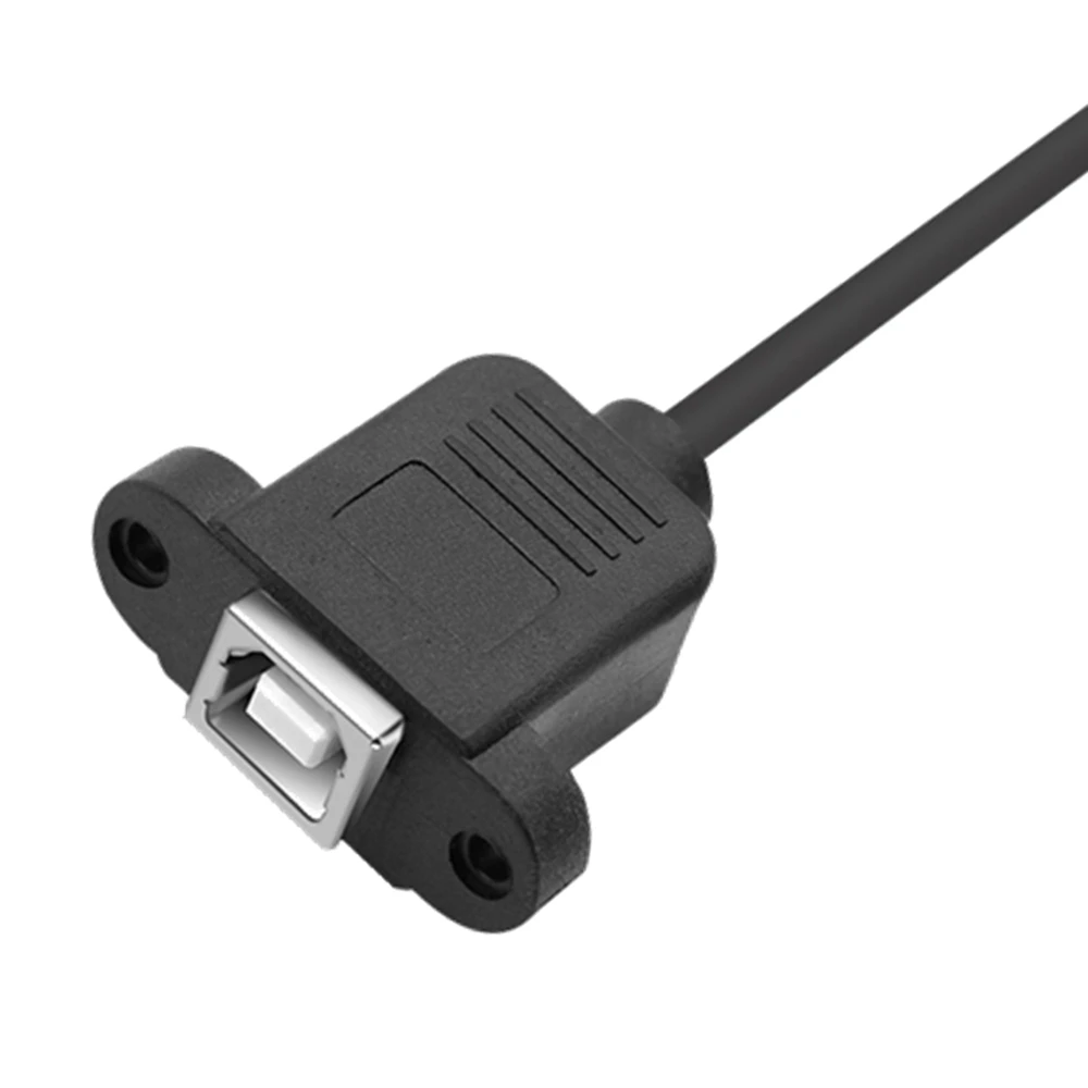 Printer extension cable USB 2.0 B-type plug to B-type female right angle, with panel mounting screw hole 30cm 50cm