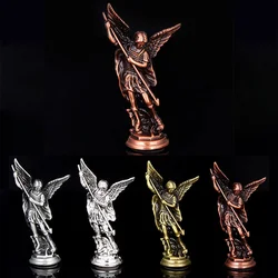 Religious Statue Michael the Holy Angel Zinc Alloy Figurine Angel Statue Jesus Christmas Gifts House Office Car Dashboard Decor