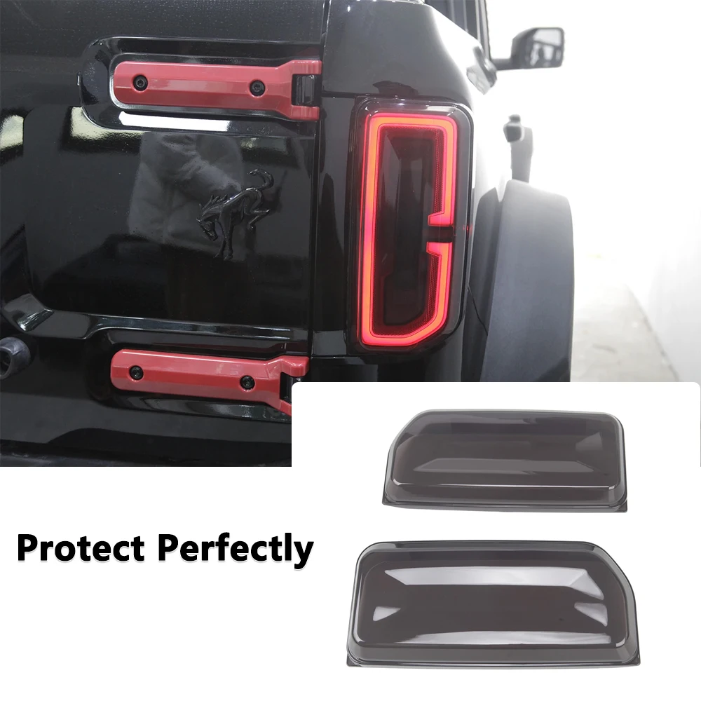 Rear Tail Light Lamp Decoration Cover Trim for Ford Bronco 2021-2023 Car Taillight Lamp Hoods Exterior Accessories Smoked Black