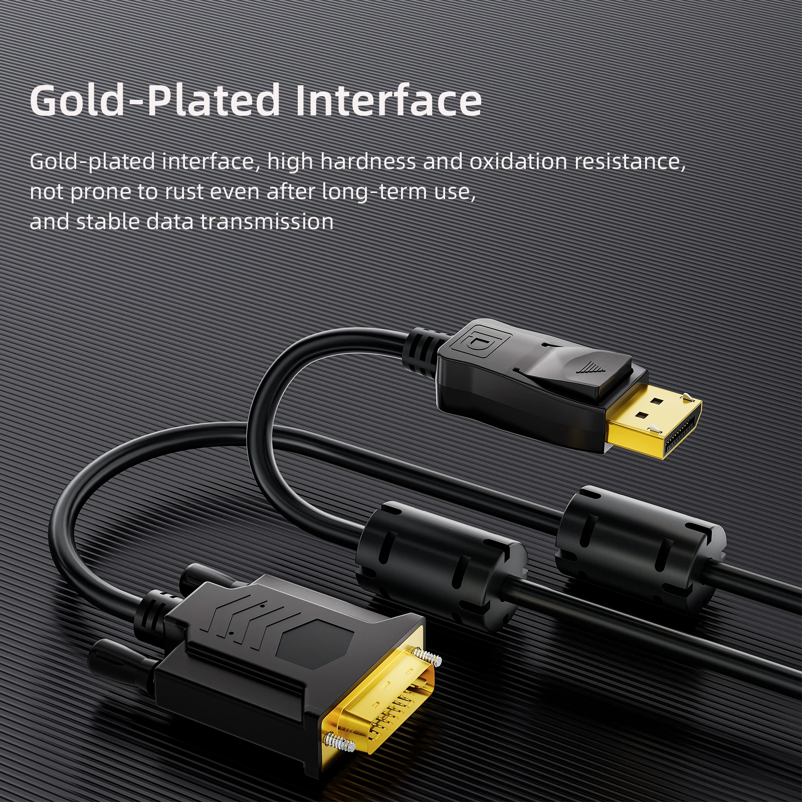 كابل DisplayPort إلى DVI نشط ثنائي الفريت من الدرجة الهندسية EMC EMI مضاد للتدخل لبطاقة الرسومات 1/2/10 متر