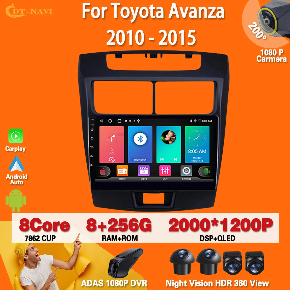 

Android 13 For Toyota Avanza 2010 - 2015 Carplay Auto Radio Stereo Multimedia Player Navigation GPS No 2din DVD 4G WIFI BT QLED