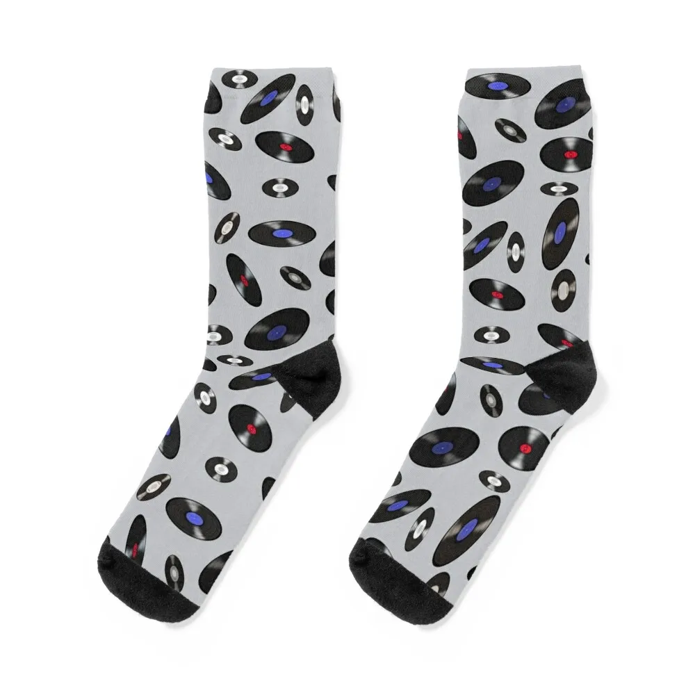 

Vinyl Records (Gray Background) Socks halloween aesthetic winter thermal Ladies Socks Men's