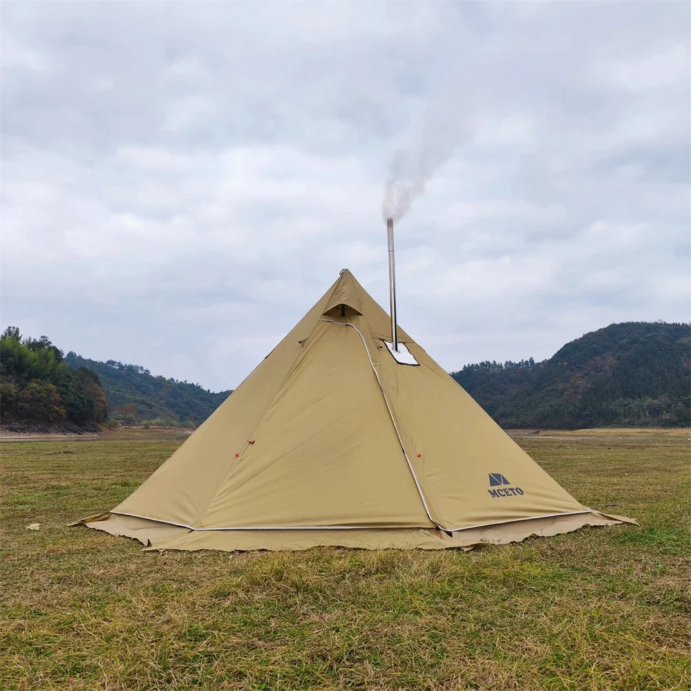 Imagem -04 - Tenda Pyramid Teepee com Saia de Neve Tenda com Chaminé Leve Mochila ao ar Livre Acampamento de Inverno 34 Pessoa 2.2m 400pro