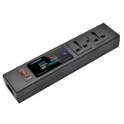 PDU Power Strip 2 Ways Universal Socket Power Strip Voltmeter Ammeter Power Energy Meter with Circuit Breaker Switche