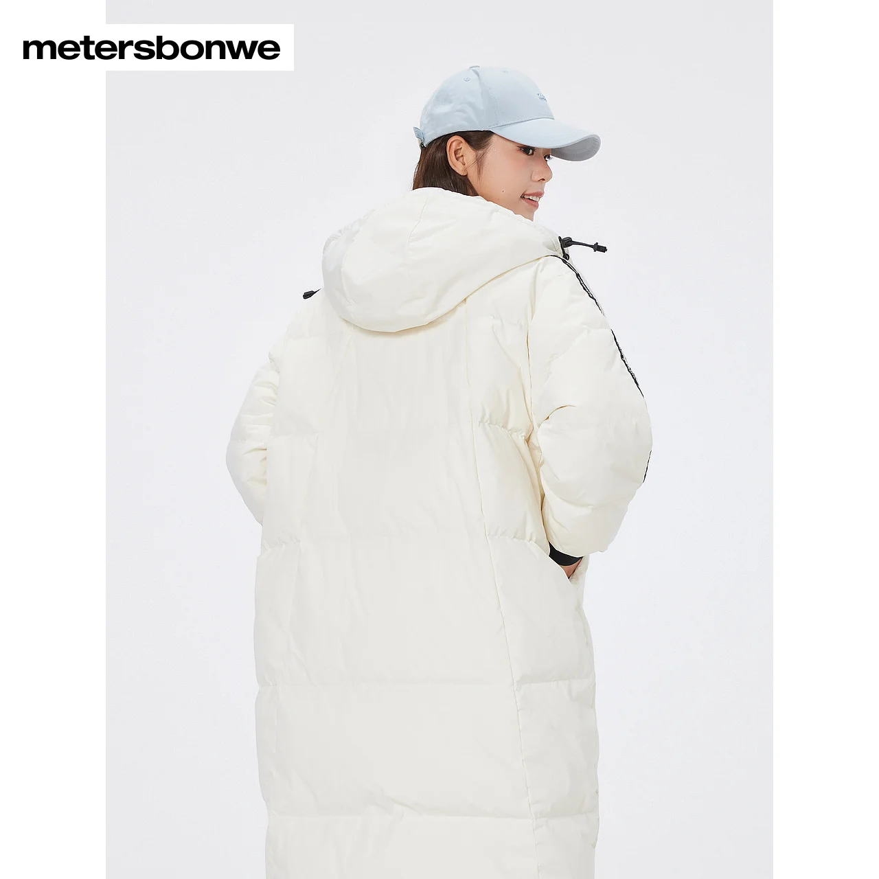 Metersbonwe Long Hooded Down Jacket Women Thick Winter Parker Coat Fashion Warm Jackets Casual White Outerwear Brand Tops