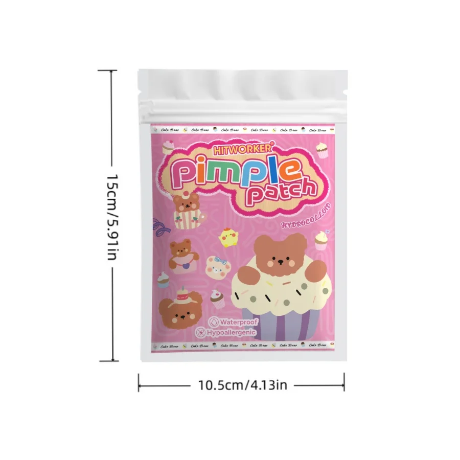 Cute Bear Design Hydrocolloid Acne Patch Light Breathable Concealer Mild Non-Irritating Solution for Pimples