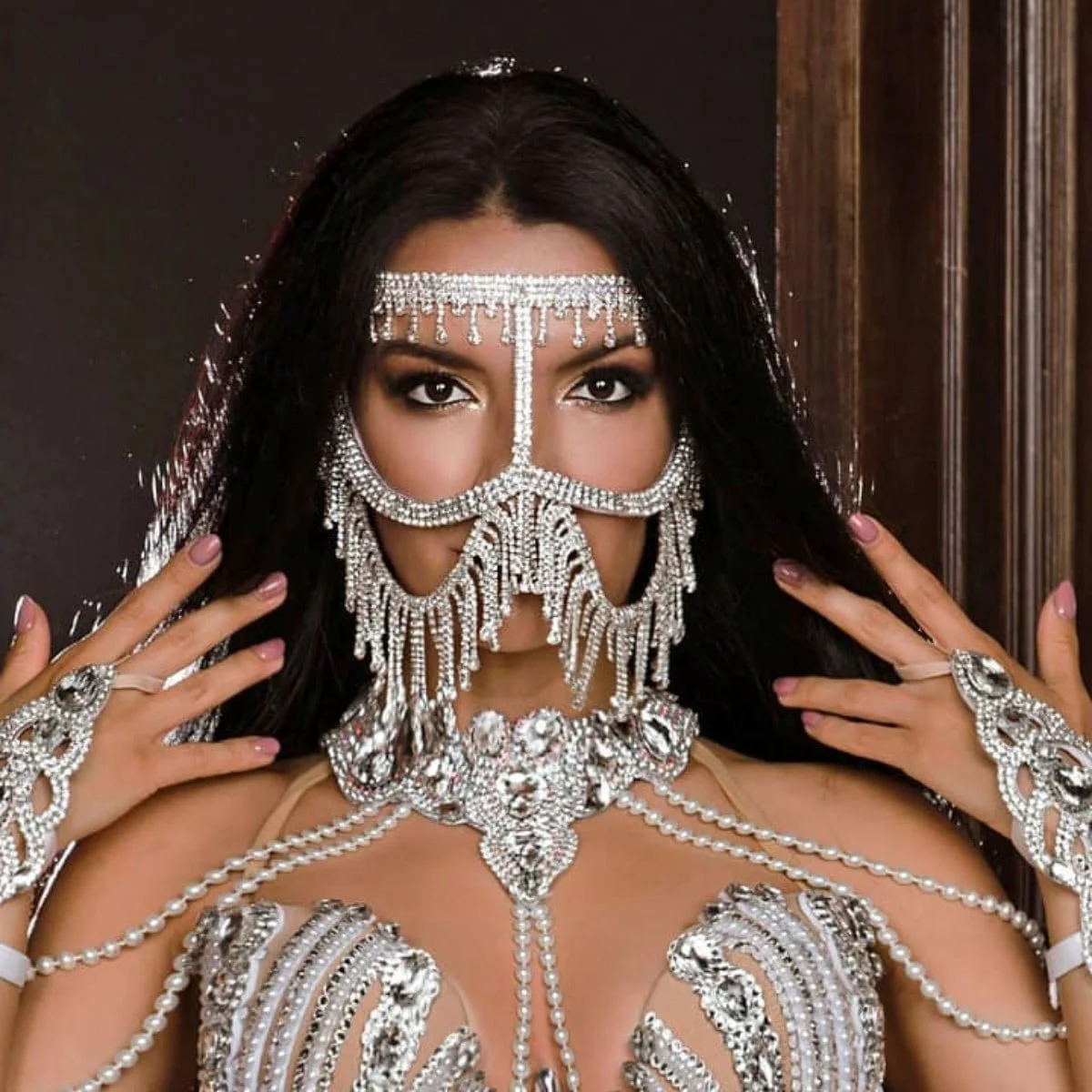 Exquisite mehrschichtige Fransenmaske Persönlichkeit Trend Halloween Kostüm Ball Gesichtszubehör weibliche Maske Maskerade Gesichtsschmuck