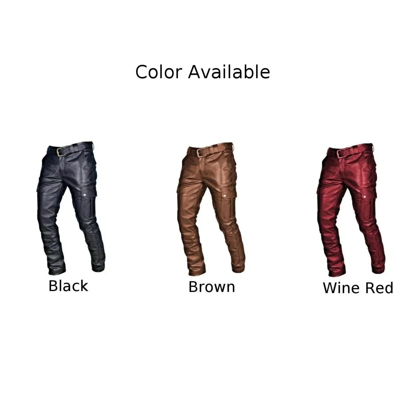 Pantalones pitillo de cuero PU Punk para hombre, pantalones ajustados de motocicleta brillantes de Color sólido de talla grande, pantalones sin cinturón, ropa