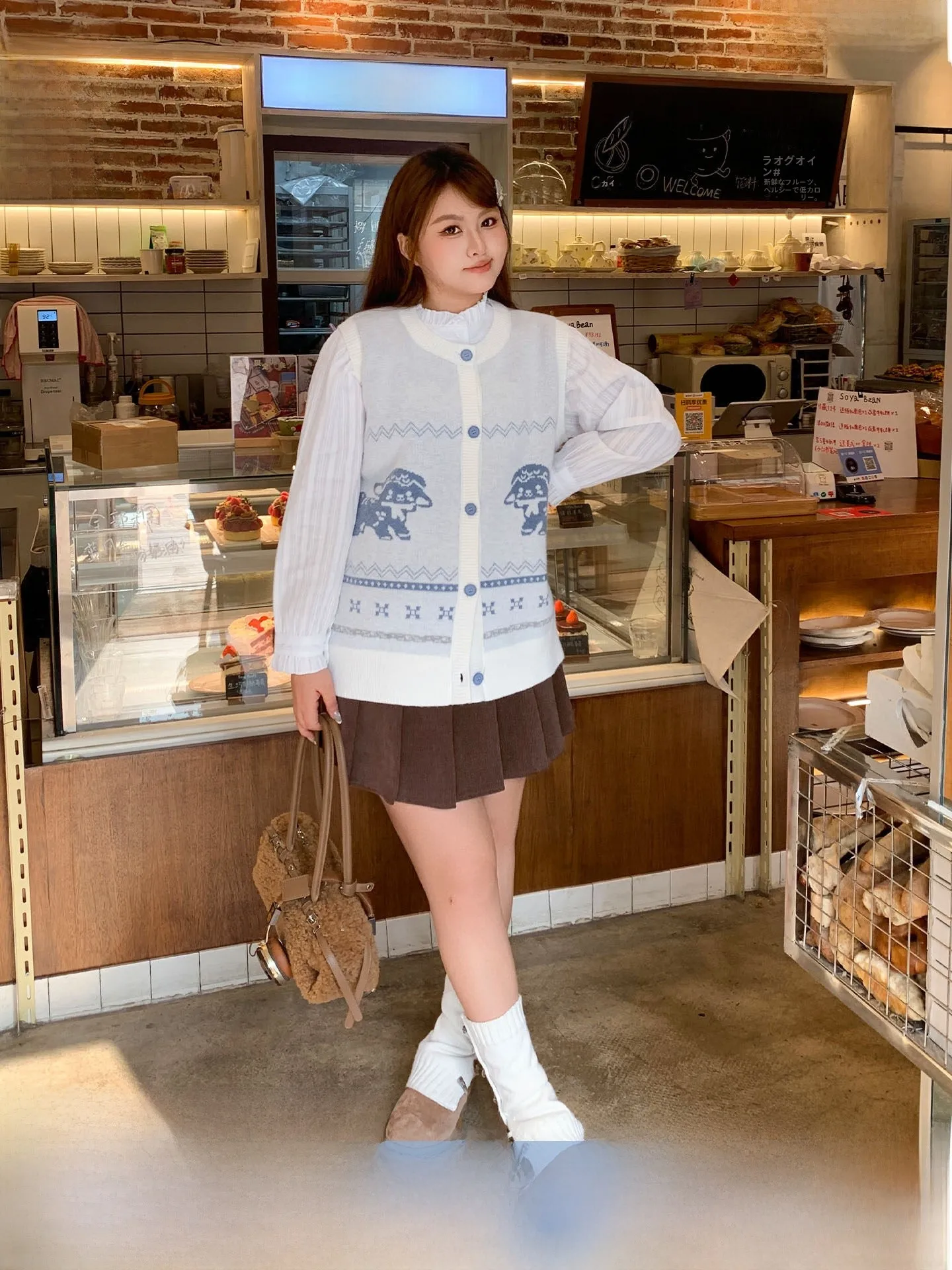 

YUZI Fi Roe Retro Knitted Open Cardigan Vest Women's Sweet Loose Inner Wear Artistic Large Size Women's Faion Autumn Winter