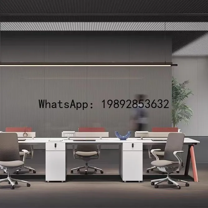 YFY Staff Office Desk and Chair Set Modern Simple White Office Partition Workstation for Four or Six People
