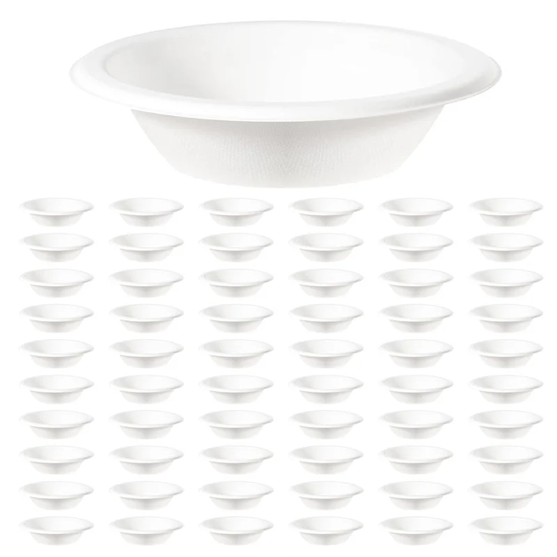 

A84X-Paper Bowls Disposable Bowls 100 Pack, Sugarcane Bowls Compostable Soup Bowls For Hot Food Party BBQ Picnic 680Ml