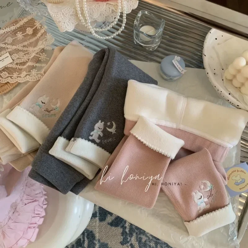 الفتيات الصوف طماق الخريف الشتاء الكورية المخملية بناطيل تدفئة 1-6 سنة فتاة عادية رشاقته السراويل